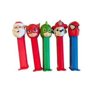 Pez Dispenser Lot of 5 - Spider-Man, Paw Patrol Marshall, PJ Masks, Santa